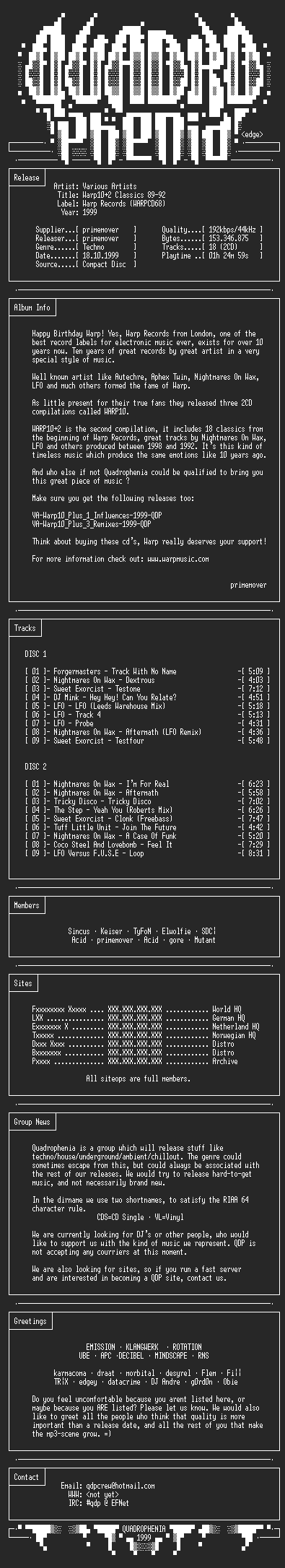 NFO file for VA-Warp10_Plus_2_Classics_89-92-1999-QDP