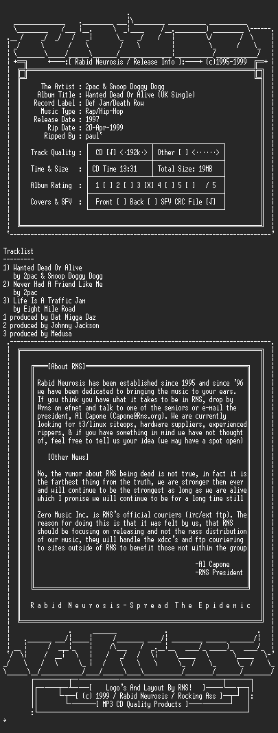 NFO file for 2pac_Ft_Snoop_Doggy_Dogg-Wanted_Dead_Or_Alive-UKCDS-1997-RNS