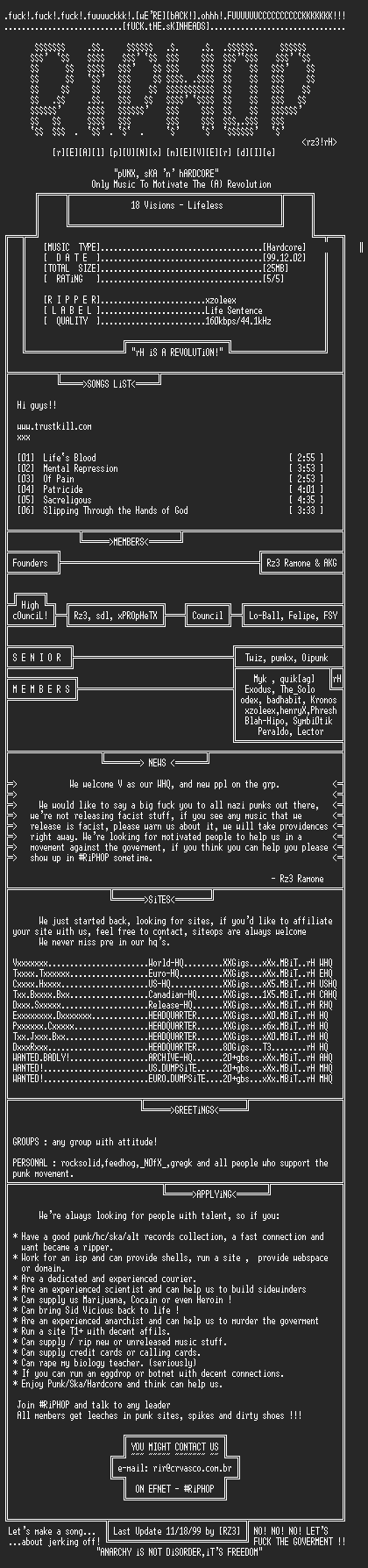 NFO file for 18_Visions-Lifeless-1997-rH