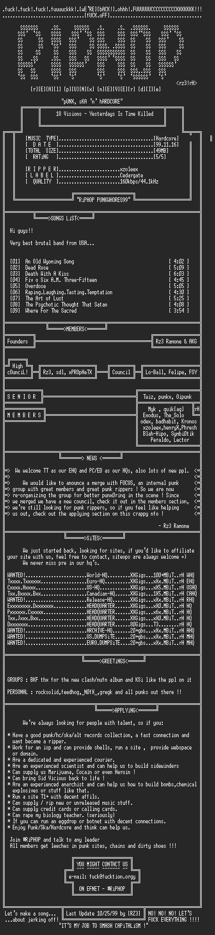 NFO file for 18_Visions-Yesterdays_Is_Time_Killed-1999-rH