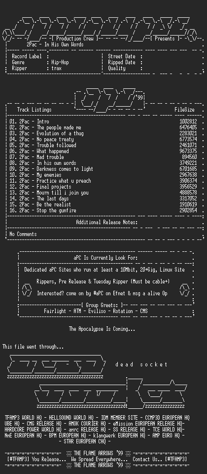 NFO file for 2pac-In_His_Own_Words-1999-apc