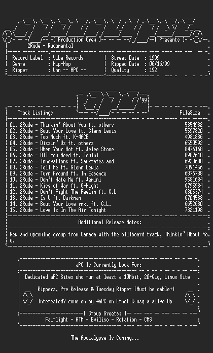 NFO file for 2rude-rudamental-1999-apc