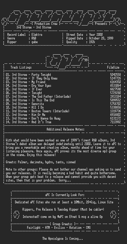 NFO file for 3rd_Storee-3rd_Storee-1999-aPC