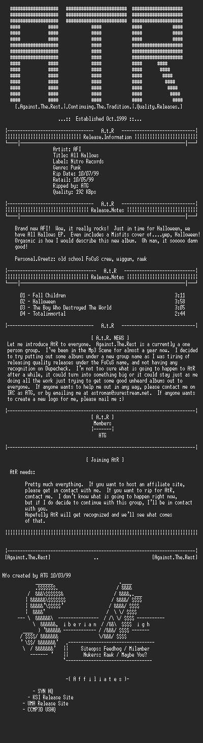 NFO file for AFI-All_Hallows-1999-ATR