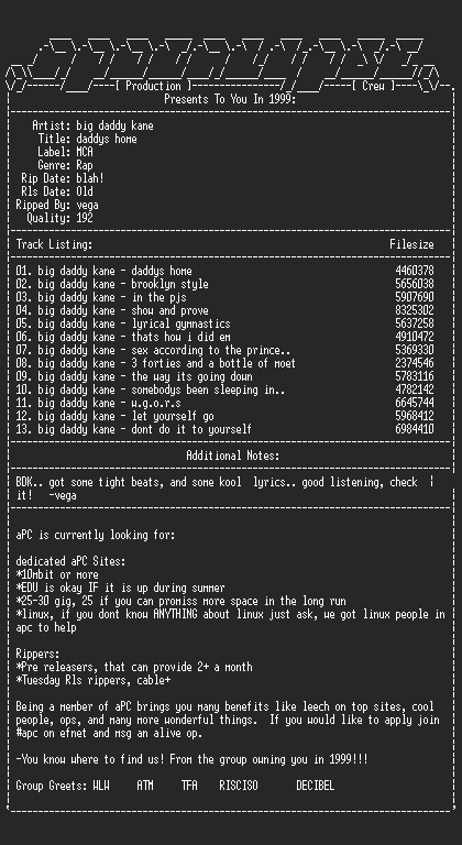 NFO file for Big_daddy_kane-daddys_home-1994-apc
