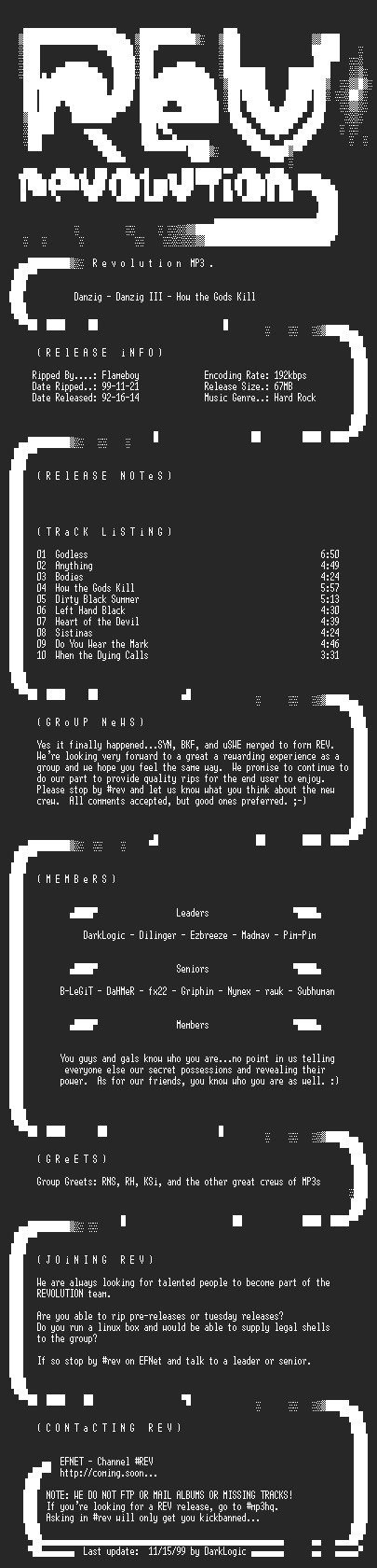 NFO file for Danzig-Danzig_III_-_How_the_Gods_Kill-1992-REV