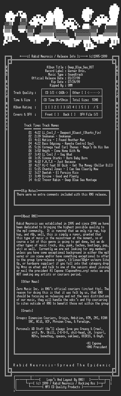 NFO file for VA-Deep_Blue_Sea_OST-1999-RNS