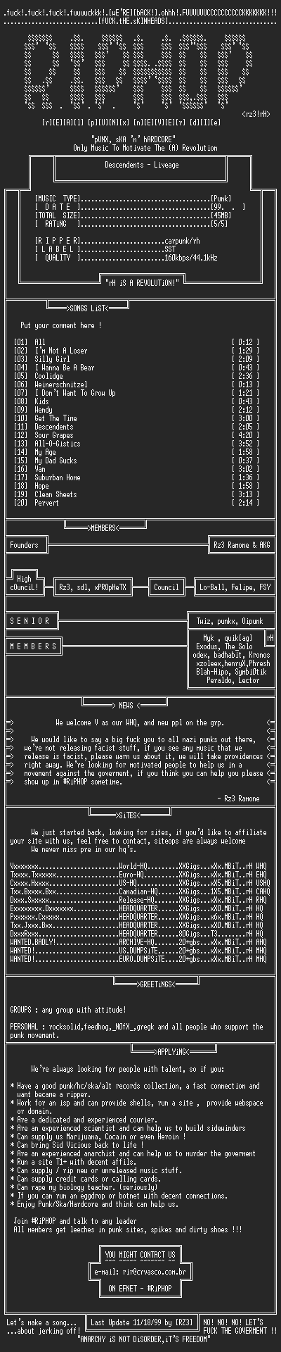 NFO file for Descendents-Liveage-1987-rH