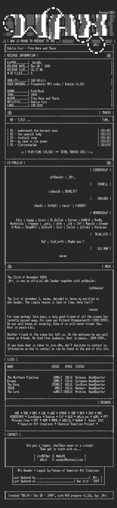 NFO file for Dublin_Fair_-_From_Here_and_There-1994-wAx