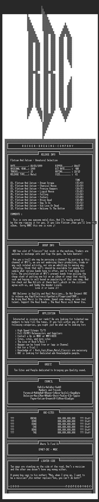 NFO file for Flotsam_And_Jetsam_-_Unnatural_Selection_(1999)_-_RBC