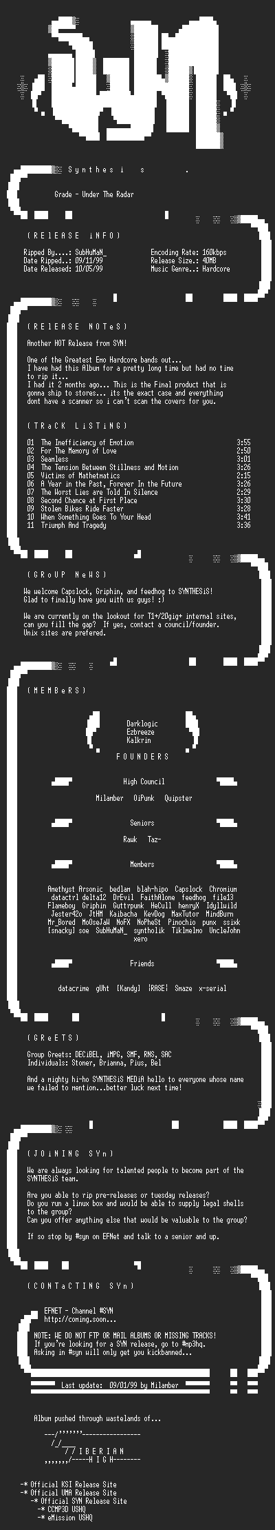 NFO file for Grade-Under_The_Radar-1999-SYN