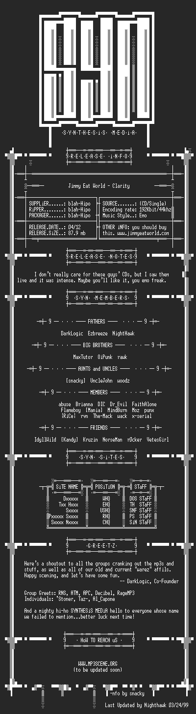NFO file for Jimmy_Eat_World_-_Clarity_(199x)_-_SYN