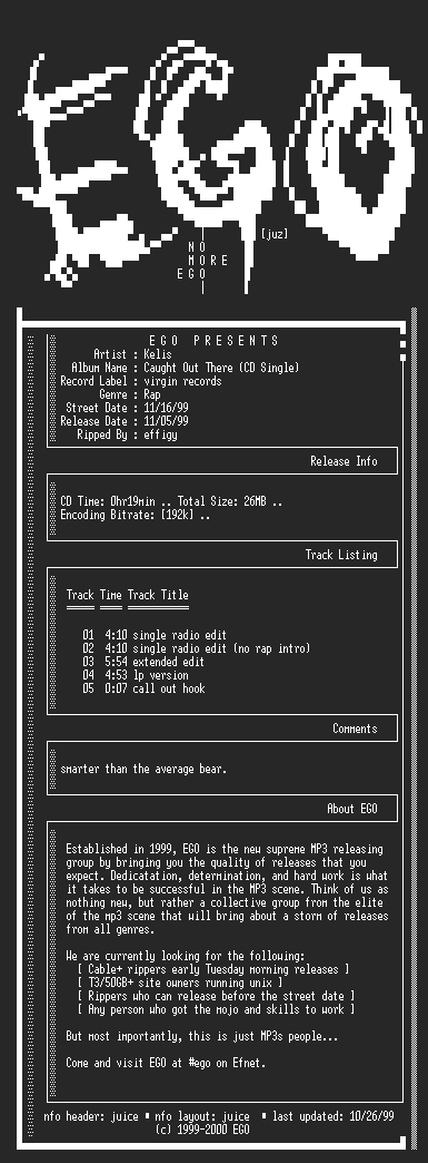 NFO file for Kelis-Caught_Out_There_(CD_Single)-1999-EGO
