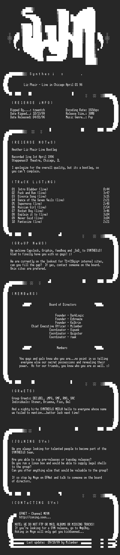 NFO file for Liz_Phair-Live_in_Chicago_April_01_96-1996-SYN