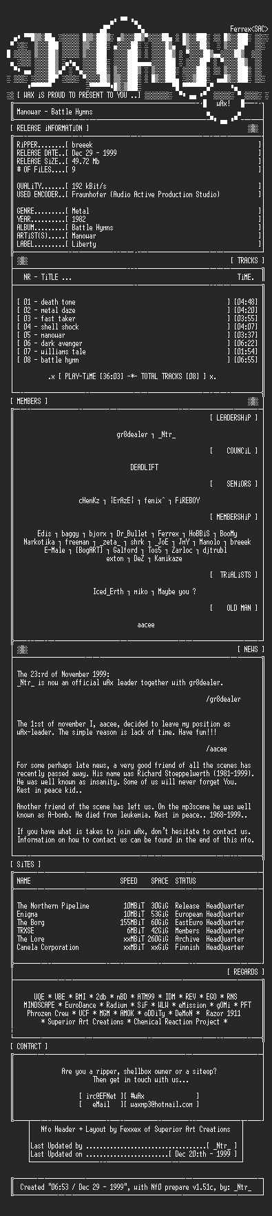 NFO file for Manowar-Battle_Hymns-1982-wAx