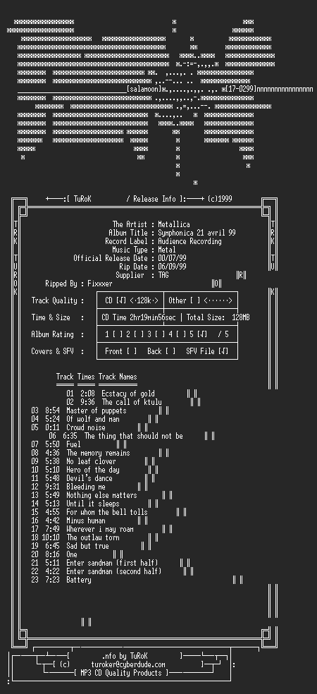 NFO file for Metallica_-_Symphonica_April_29-1999-TRK