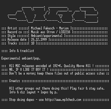 NFO file for Michael_Fakesch_-_Marion_(CD1999)-MGC