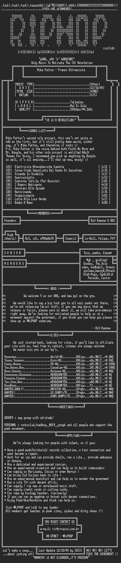 NFO file for Mike_Patton-Pranzo_Oltranzista-1997-rH