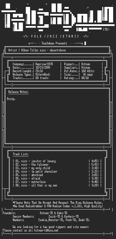 NFO file for Nico_-_Desertshore_(1970)-TD