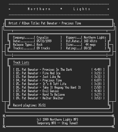 NFO file for Pat_Benatar-Precious_Time-1984-NL