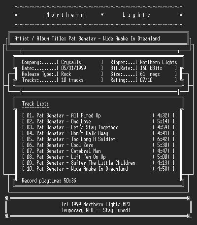 NFO file for Pat_Benatar-Wide_Awake_In_Dreamland-1988-NL