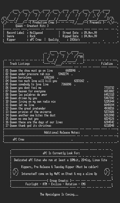 NFO file for Queen-Greatest_Hits_III-1999-aPC