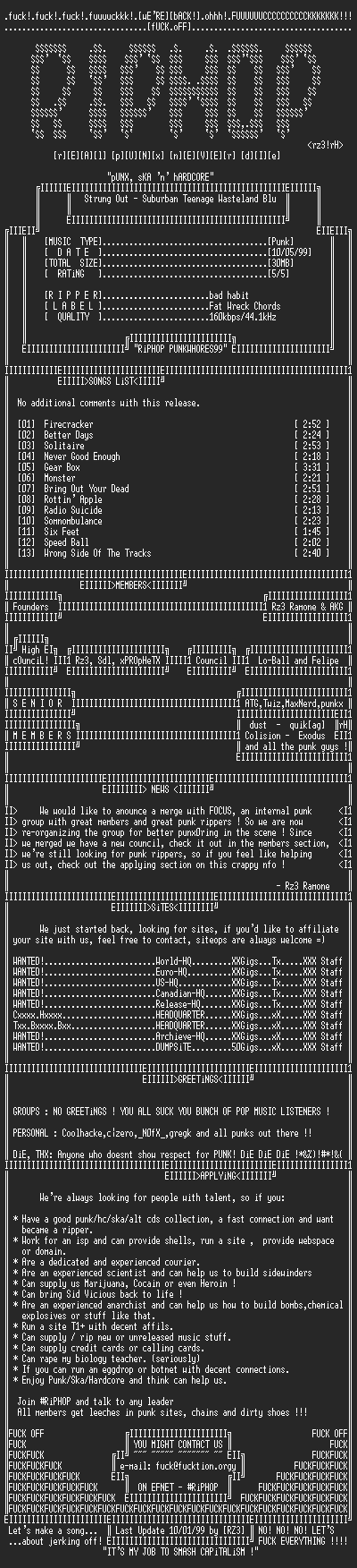 NFO file for Strung_Out-Suburban_Teenage_Wasteland_Blues-1996-rH