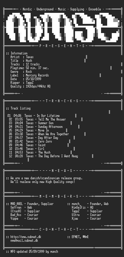 NFO file for Texas-Hush-(1999)-NmE