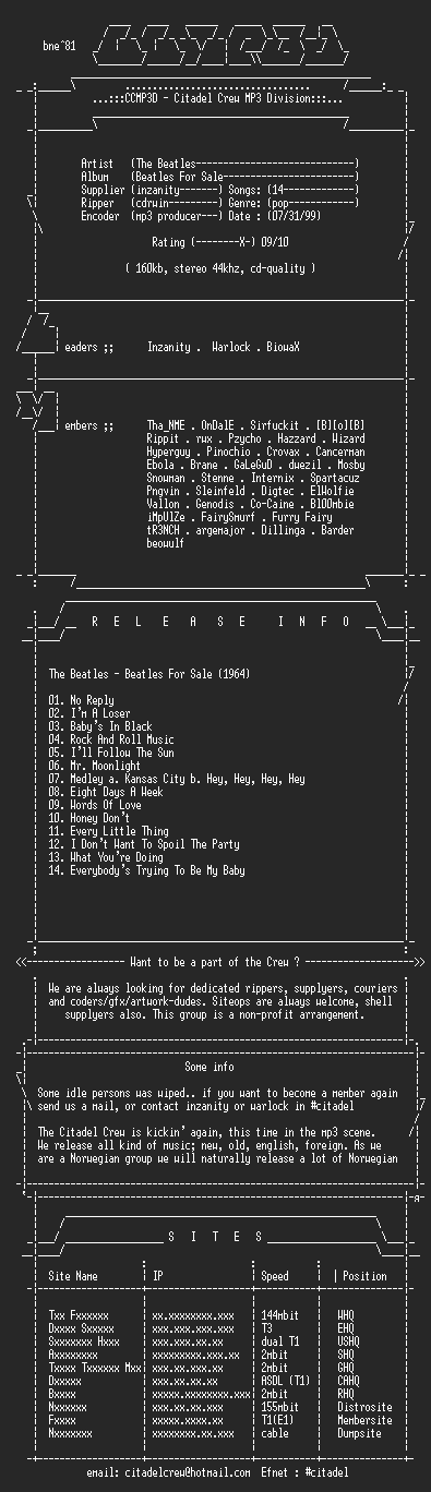 NFO file for The_Beatles_-_Beatles_For_Sale-1964-CCMP3D