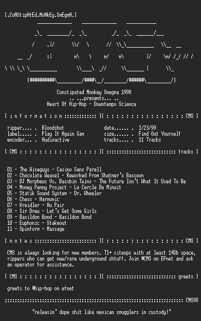 NFO file for Various_Artists-Heart_Of_Hip_Hop_Downtempo_Science-CMS