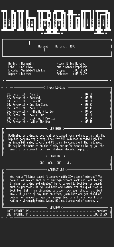 NFO file for Aerosmith-Aerosmith-1973-VBR