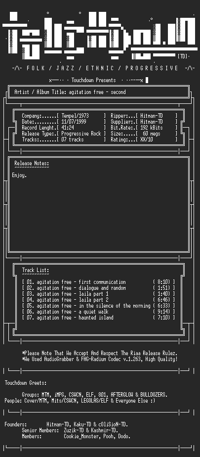 NFO file for Agitation_Free_-_Second-(1973)-TD