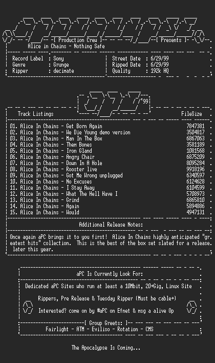 NFO file for Alice_In_Chains-Nothing_Safe-1999-aPC