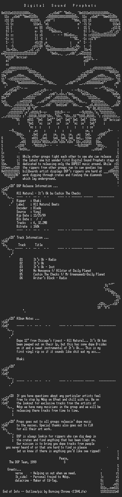 NFO file for All_Natural-Its_Ok_BW_Cashin_The_Checks-1998-DSP