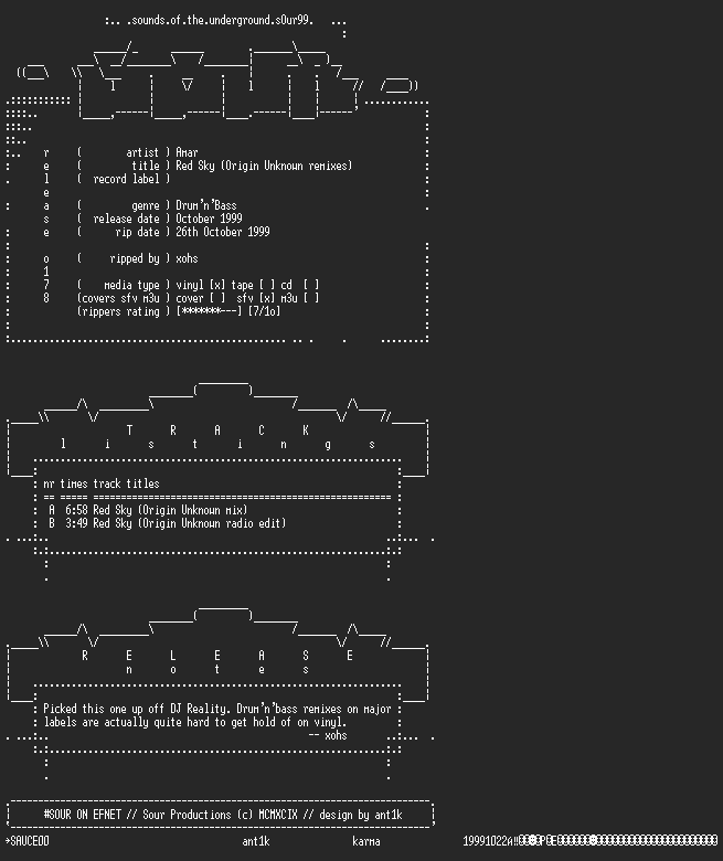NFO file for Amar-Red_Sky_(Origin_Unknown_remixes)-SAM00182-1999-sour