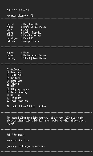 NFO file for Baby_Mammoth--Bridging_Two_Worlds_1996-sb