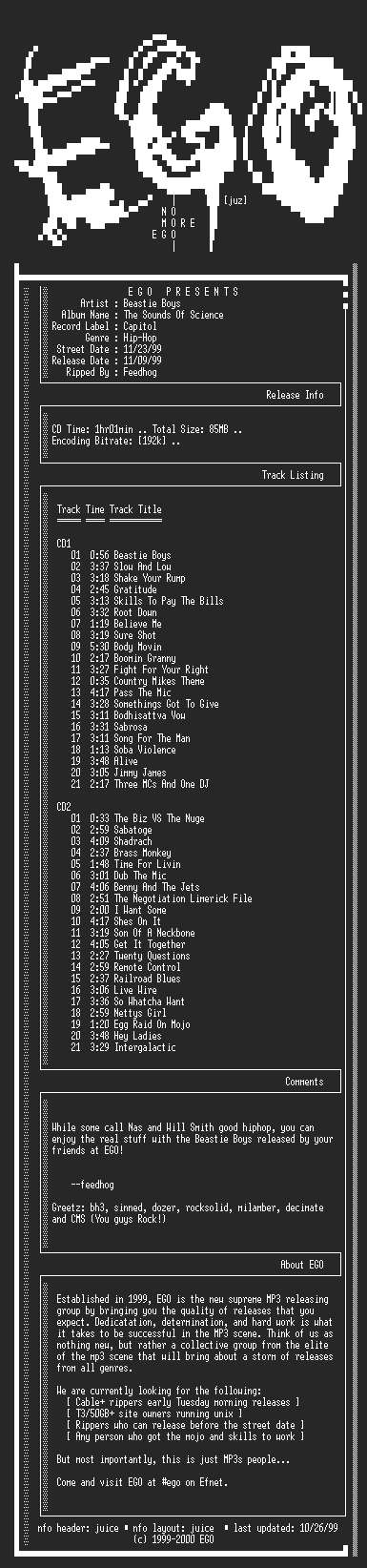 NFO file for Beastie_Boys-The_Sounds_Of_Science-2CD-1999-EGO