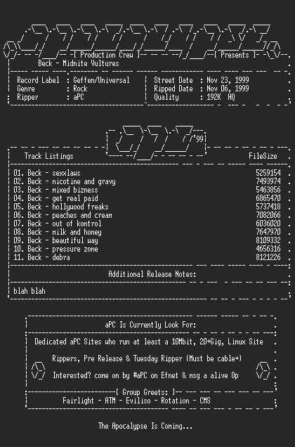 NFO file for Beck-Midnite_Vultures-1999-aPC