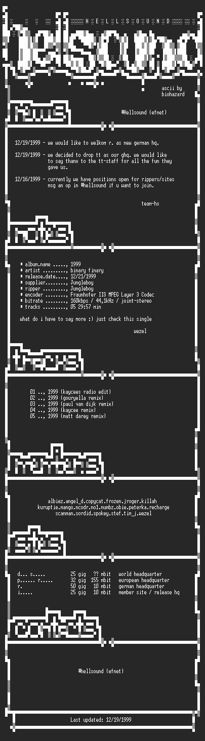 NFO file for Binary_Finary_-_1999-CDM-1999-HS