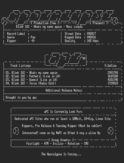 NFO file for Blink_182-Whats_My_Name_Again_Maxi_Single-1999-aPC