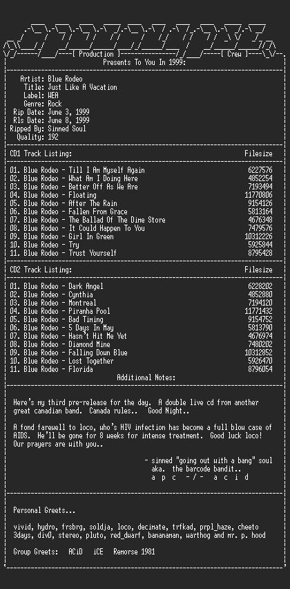 NFO file for Blue_rodeo-just_like_a_vacation-2cd-1999-sinned-apc