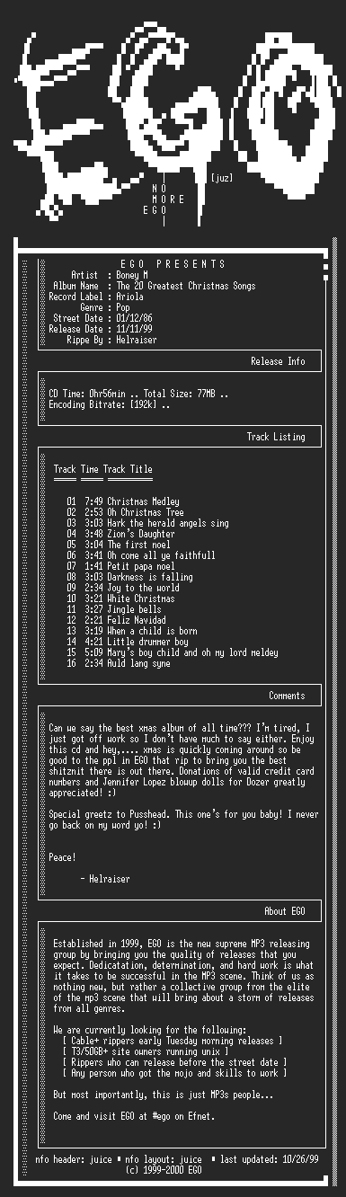 NFO file for Boney_M-The_20_Greatest_Christmas_Songs-1986-EGO