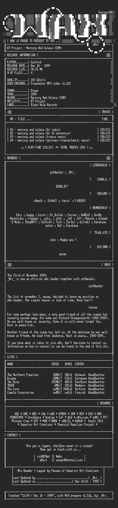 NFO file for BT_Project-Mercury_And_Solace_(CDM)-1999-wAx