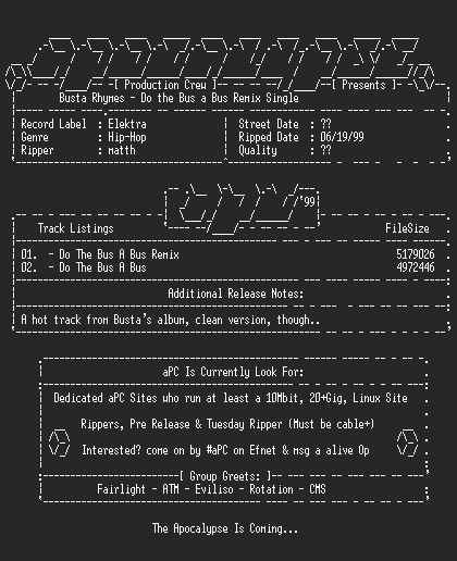 NFO file for Busta_Rhymes-Do_The_Bus_A_Bus_Remix_Single-1999-matth-apc