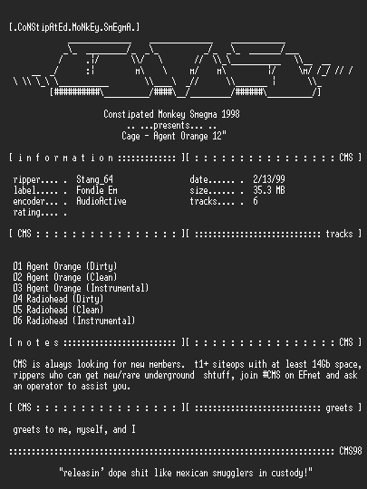 NFO file for Cage-Agent_Orange_(12_Inch)-1999-CMS