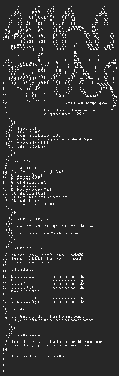 NFO file for Children_Of_Bodom-Tokyo_Warhearts-1999-AMRC
