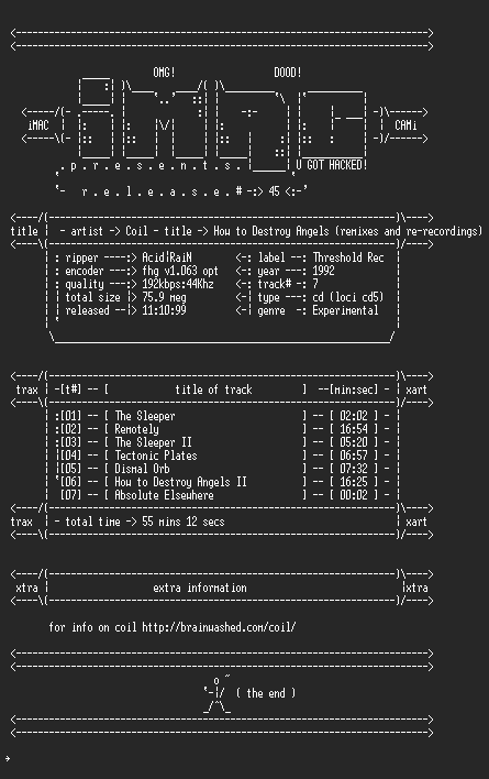 NFO file for Coil-How_To_Destroy_Angels_(Remixes_And_Re-Recordings)-1992-iMAC