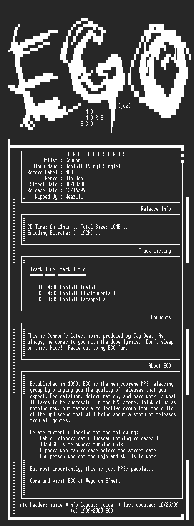 NFO file for Common-Dooinit_(Vinyl_Single)-1999-EGO