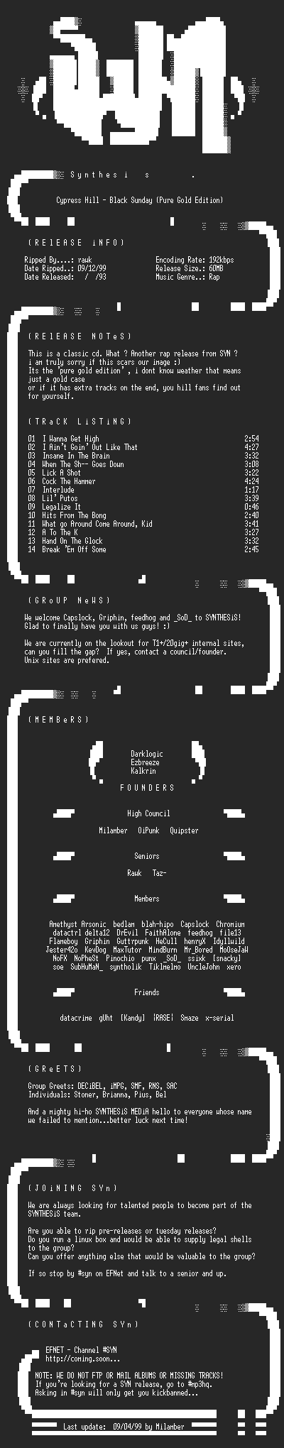 NFO file for Cypress_Hill-Black_Sunday_(Pure_Gold_Edition)-1993-SYN