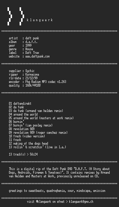 NFO file for Daft.punk--d.a.f.t.-1999-kW